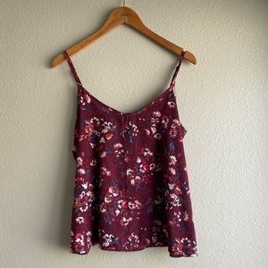 Hollister: Burgundy Floral Tank Top